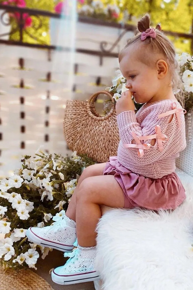 Dziewczęce|Back To School>Boto Dziecięce Wysokie Trampki Z Koronką Białe Roly-Poly