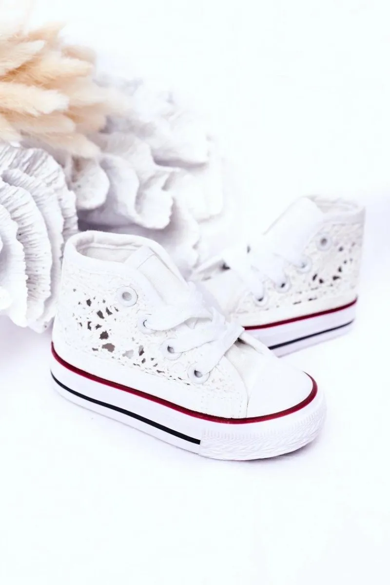 Dziewczęce|Back To School>Boto Dziecięce Wysokie Trampki Z Koronką Białe Roly-Poly