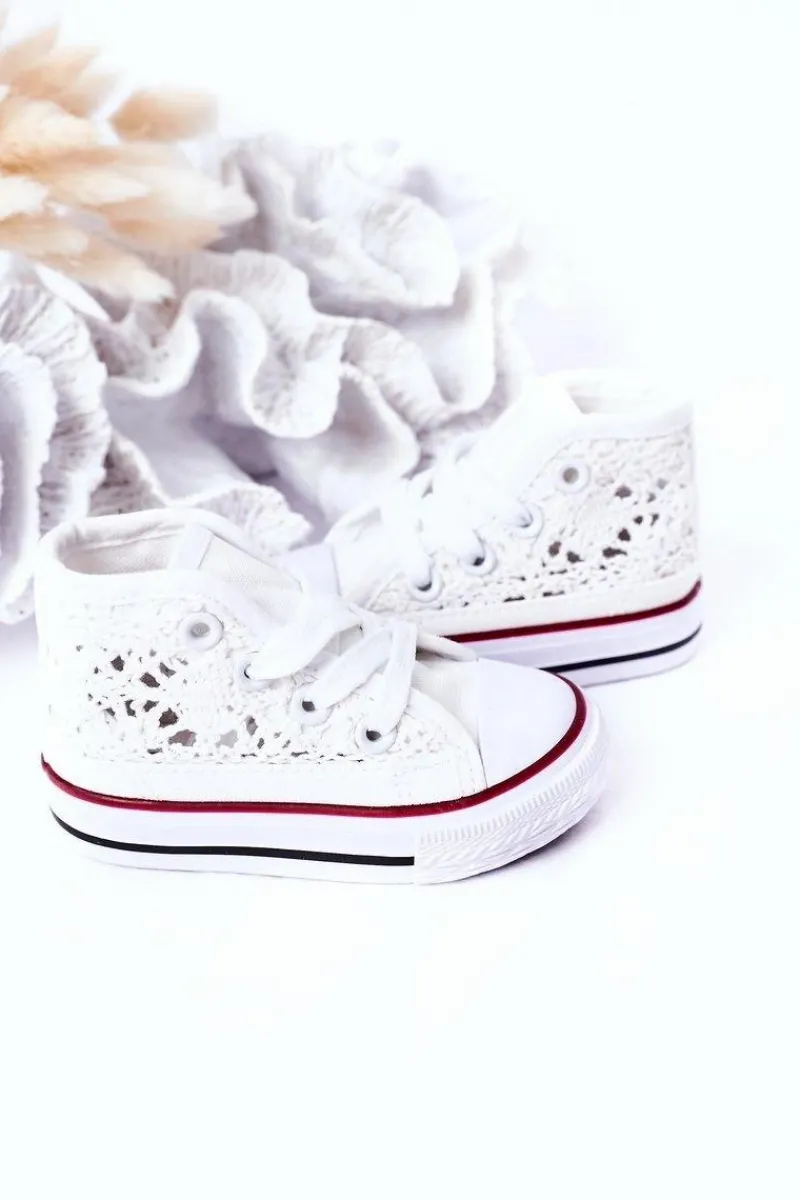 Dziewczęce|Back To School>Boto Dziecięce Wysokie Trampki Z Koronką Białe Roly-Poly