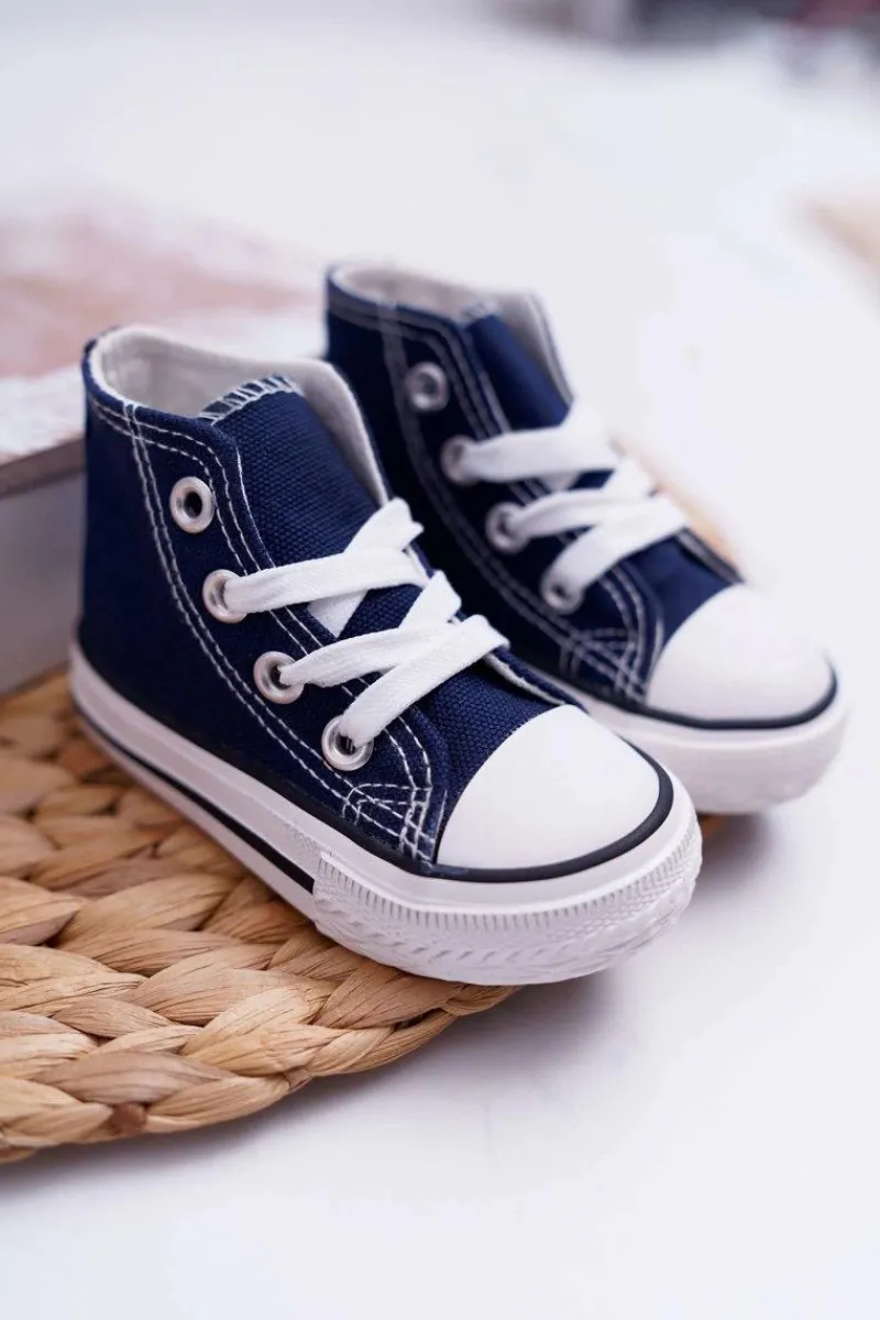 Boto Dziecięce Wysokie Trampki Granatowe Filemon