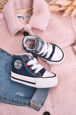 Clearance Big Star Shoes Dziecięce Wysokie Trampki Z Suwakiem BIG STAR HH374189 Granatowe Niebieski