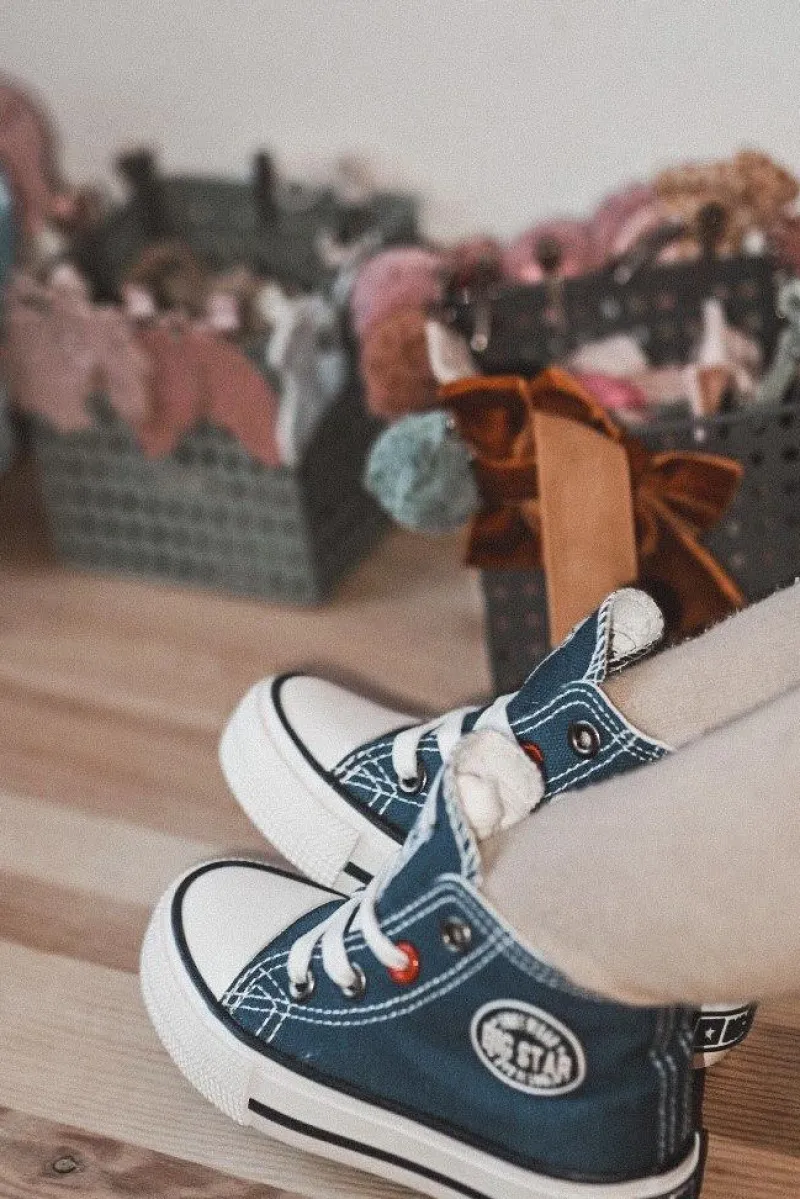 Clearance Big Star Shoes Dziecięce Wysokie Trampki Z Suwakiem BIG STAR HH374189 Granatowe Niebieski