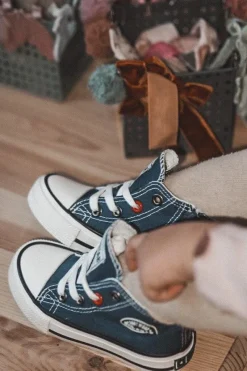 Clearance Big Star Shoes Dziecięce Wysokie Trampki Z Suwakiem BIG STAR HH374189 Granatowe Niebieski