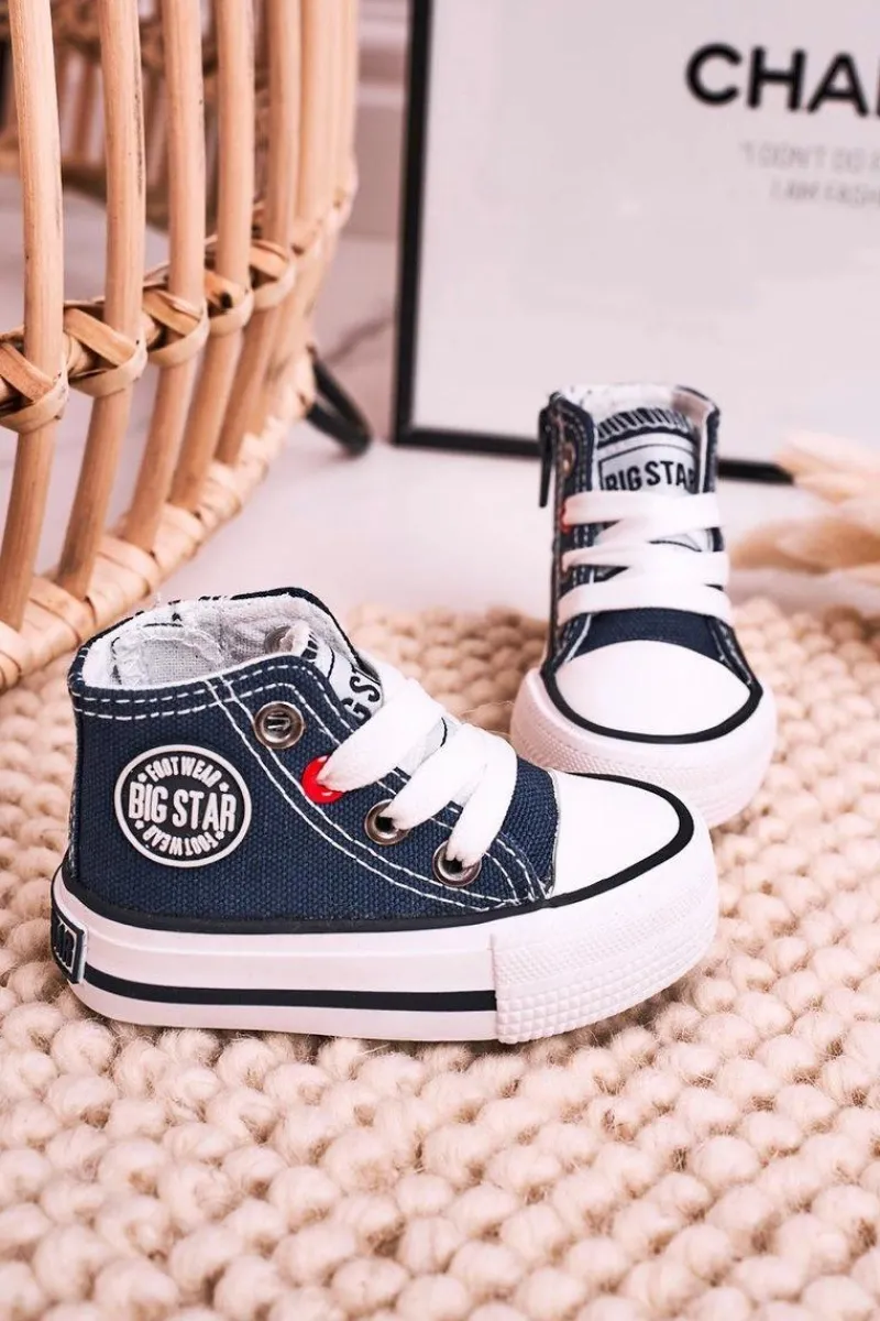 Clearance Big Star Shoes Dziecięce Wysokie Trampki Z Suwakiem BIG STAR HH374189 Granatowe Niebieski