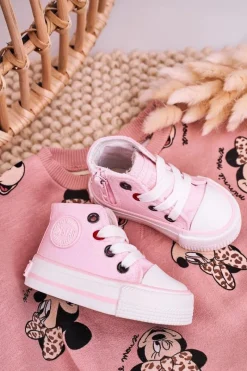 Chłopięce|Dziewczęce>Big Star Shoes Dziecięce Wysokie Trampki Z Suwakiem BIG STAR HH374087 Różowe