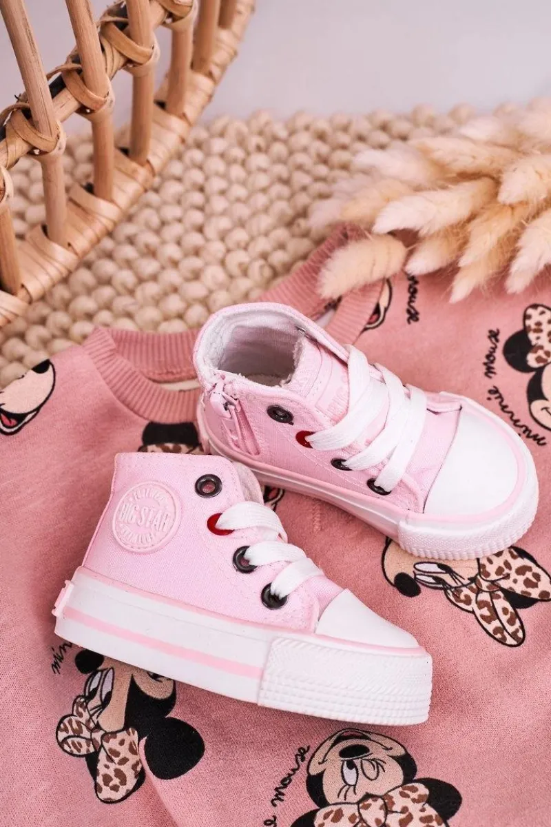 Chłopięce|Dziewczęce>Big Star Shoes Dziecięce Wysokie Trampki Z Suwakiem BIG STAR HH374087 Różowe