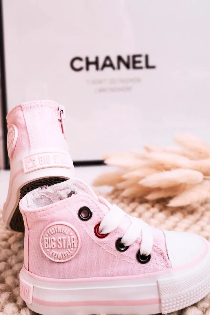 Chłopięce|Dziewczęce>Big Star Shoes Dziecięce Wysokie Trampki Z Suwakiem BIG STAR HH374087 Różowe