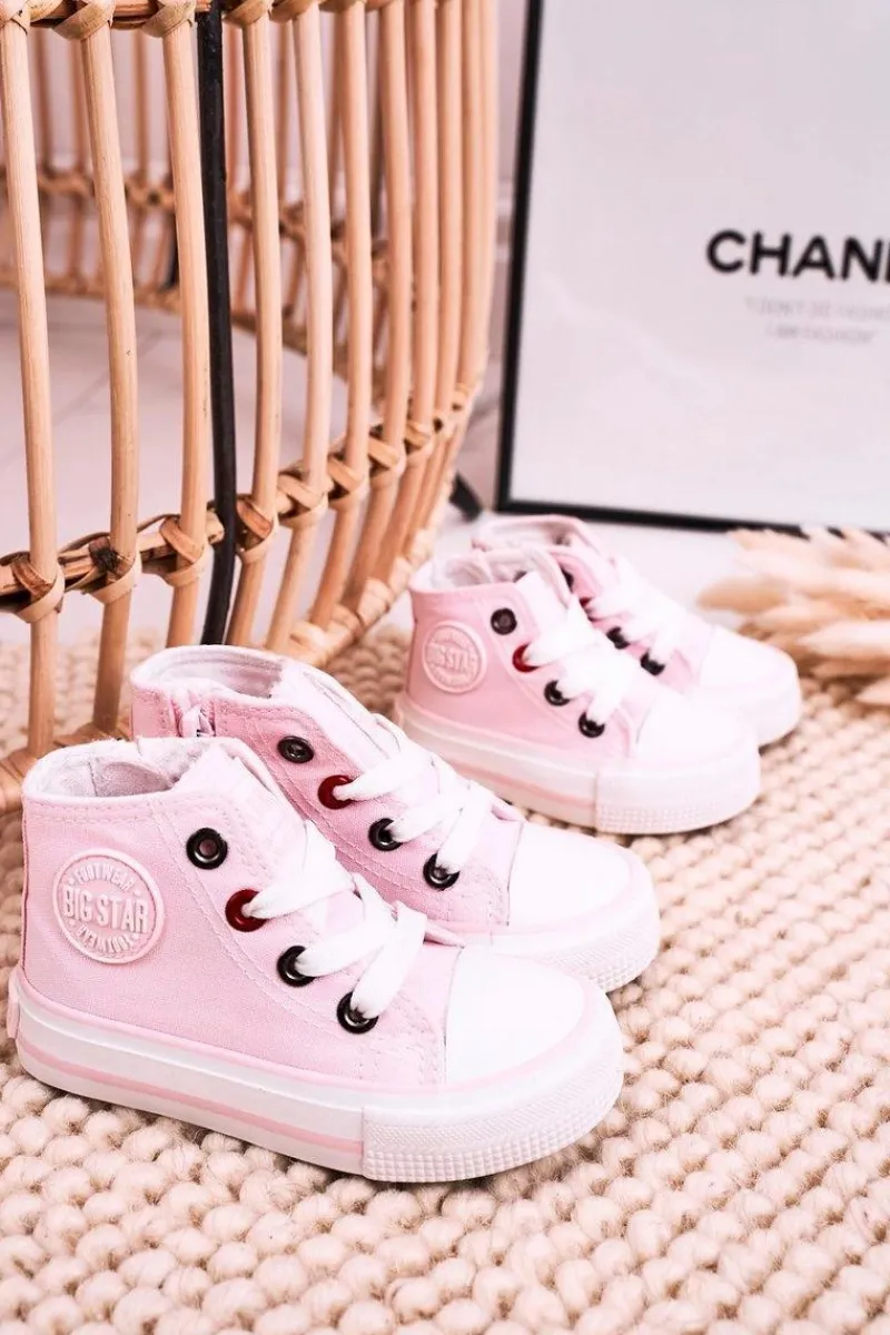 Chłopięce|Dziewczęce>Big Star Shoes Dziecięce Wysokie Trampki Z Suwakiem BIG STAR HH374087 Różowe