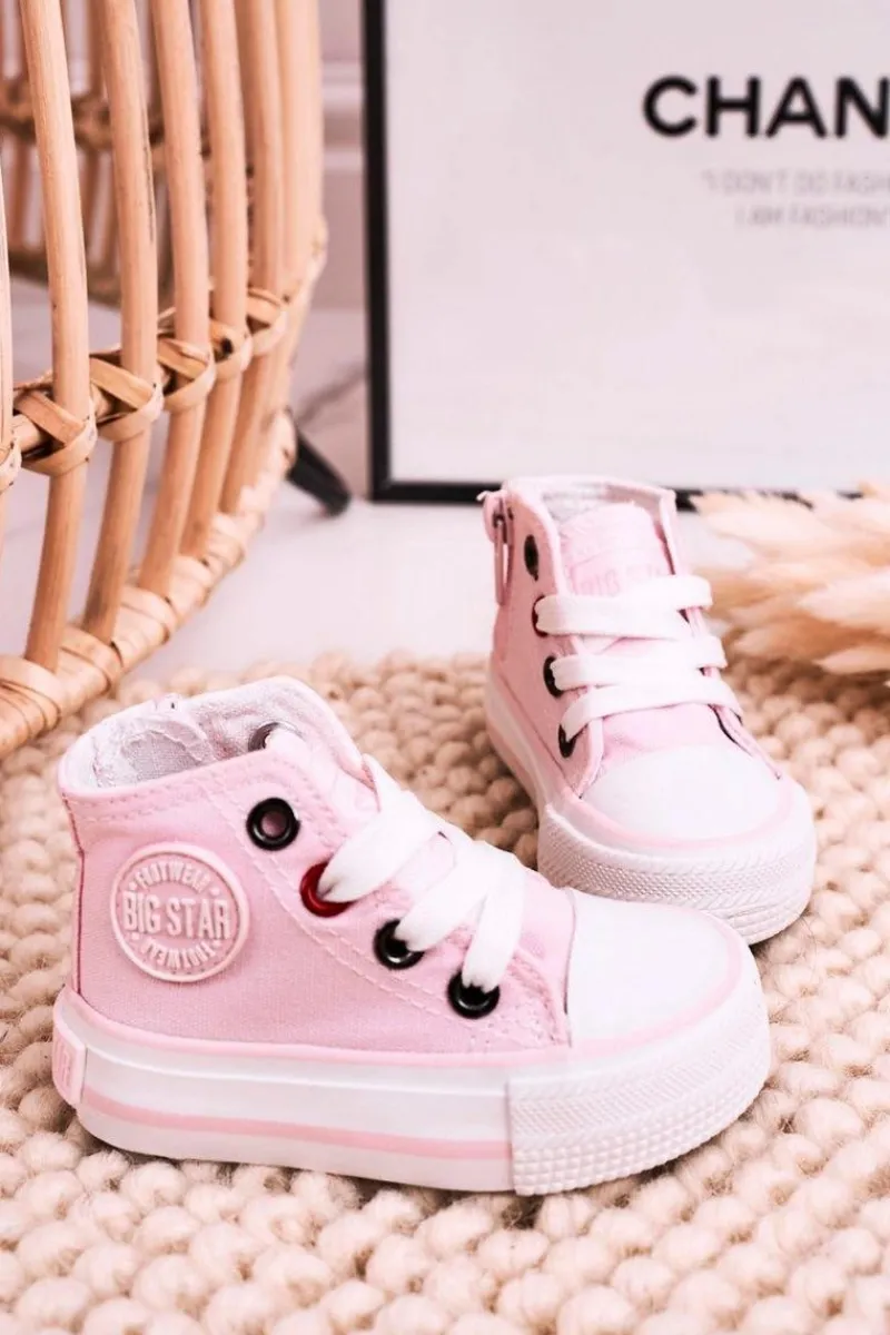 Chłopięce|Dziewczęce>Big Star Shoes Dziecięce Wysokie Trampki Z Suwakiem BIG STAR HH374087 Różowe