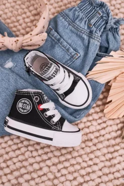 Discount Dziecięce Wysokie Trampki Z Suwakiem BIG STAR HH374188 Czarne Dzieci Chłopięce|Dziewczęce