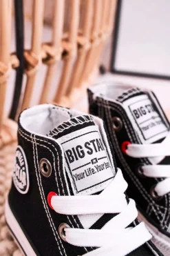 Discount Dziecięce Wysokie Trampki Z Suwakiem BIG STAR HH374188 Czarne Dzieci Chłopięce|Dziewczęce