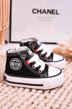 Discount Dziecięce Wysokie Trampki Z Suwakiem BIG STAR HH374188 Czarne Dzieci Chłopięce|Dziewczęce
