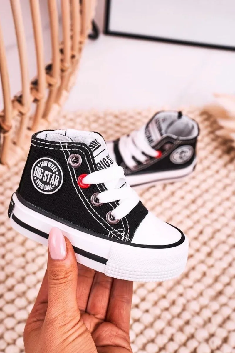 Discount Dziecięce Wysokie Trampki Z Suwakiem BIG STAR HH374188 Czarne Dzieci Chłopięce|Dziewczęce