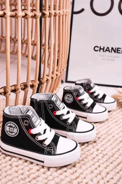 Discount Dziecięce Wysokie Trampki Z Suwakiem BIG STAR HH374188 Czarne Dzieci Chłopięce|Dziewczęce