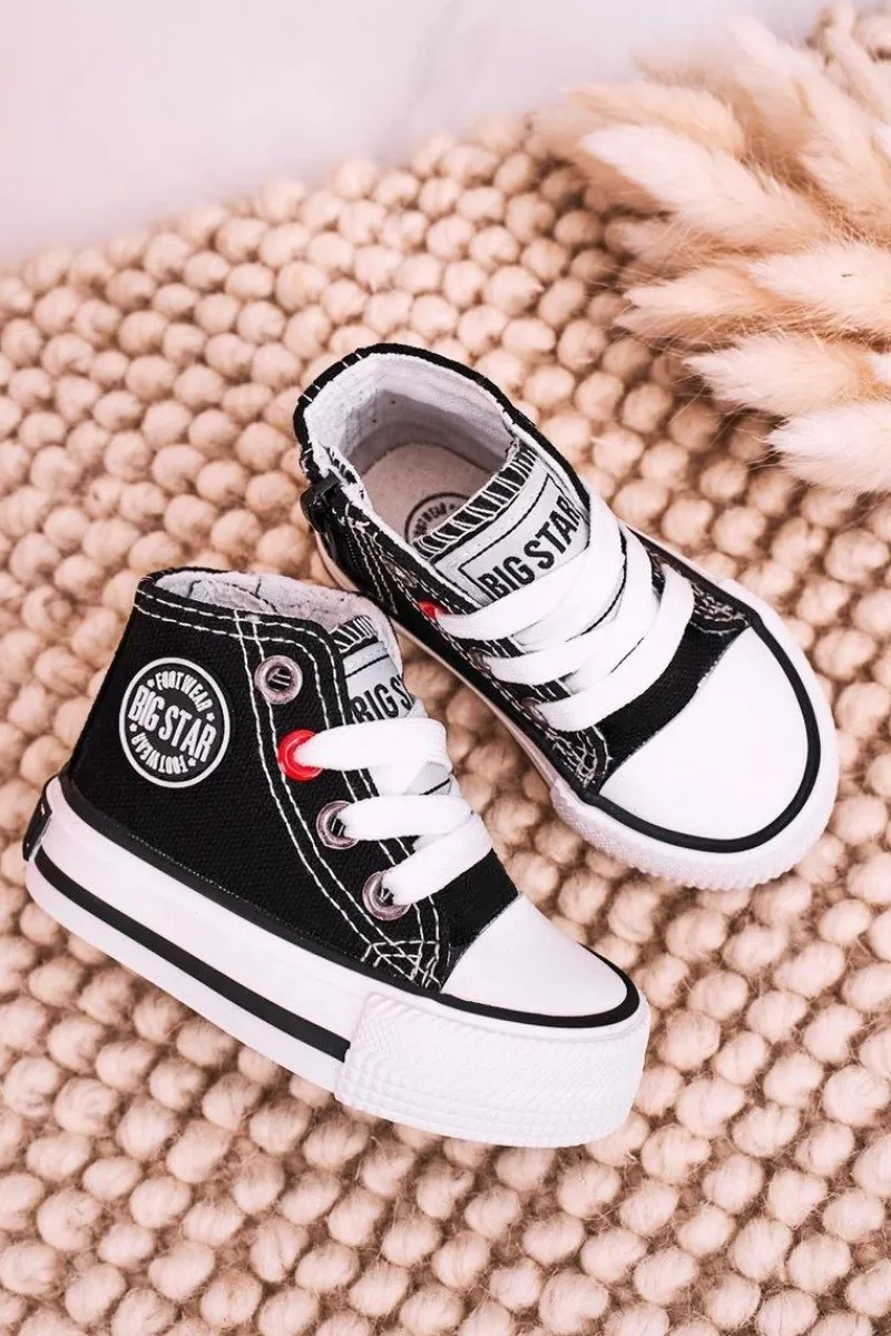 Discount Dziecięce Wysokie Trampki Z Suwakiem BIG STAR HH374188 Czarne Dzieci Chłopięce|Dziewczęce