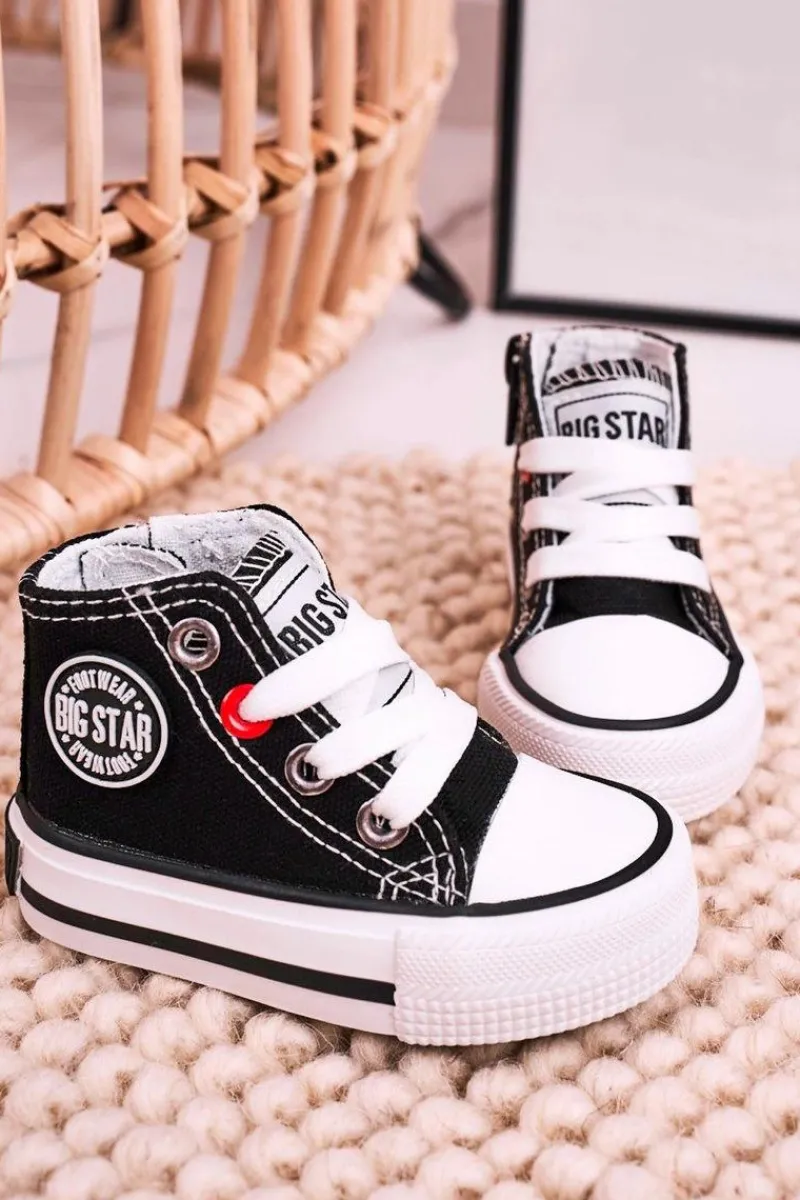 Discount Dziecięce Wysokie Trampki Z Suwakiem BIG STAR HH374188 Czarne Dzieci Chłopięce|Dziewczęce
