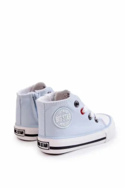 Best Dziecięce Wysokie Trampki Z Suwakiem BIG STAR HH374088 Niebieskie Dzieci Chłopięce|Dziewczęce