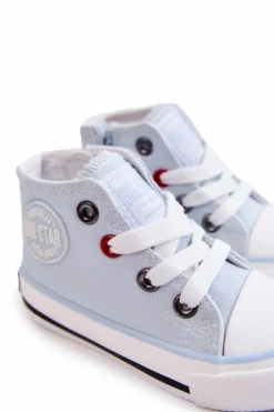 Best Dziecięce Wysokie Trampki Z Suwakiem BIG STAR HH374088 Niebieskie Dzieci Chłopięce|Dziewczęce