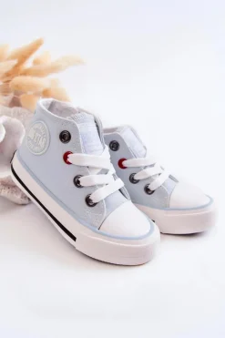 Best Dziecięce Wysokie Trampki Z Suwakiem BIG STAR HH374088 Niebieskie Dzieci Chłopięce|Dziewczęce