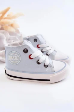 Best Dziecięce Wysokie Trampki Z Suwakiem BIG STAR HH374088 Niebieskie Dzieci Chłopięce|Dziewczęce