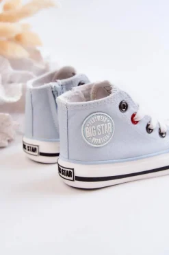 Best Dziecięce Wysokie Trampki Z Suwakiem BIG STAR HH374088 Niebieskie Dzieci Chłopięce|Dziewczęce