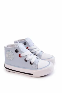 Best Dziecięce Wysokie Trampki Z Suwakiem BIG STAR HH374088 Niebieskie Dzieci Chłopięce|Dziewczęce