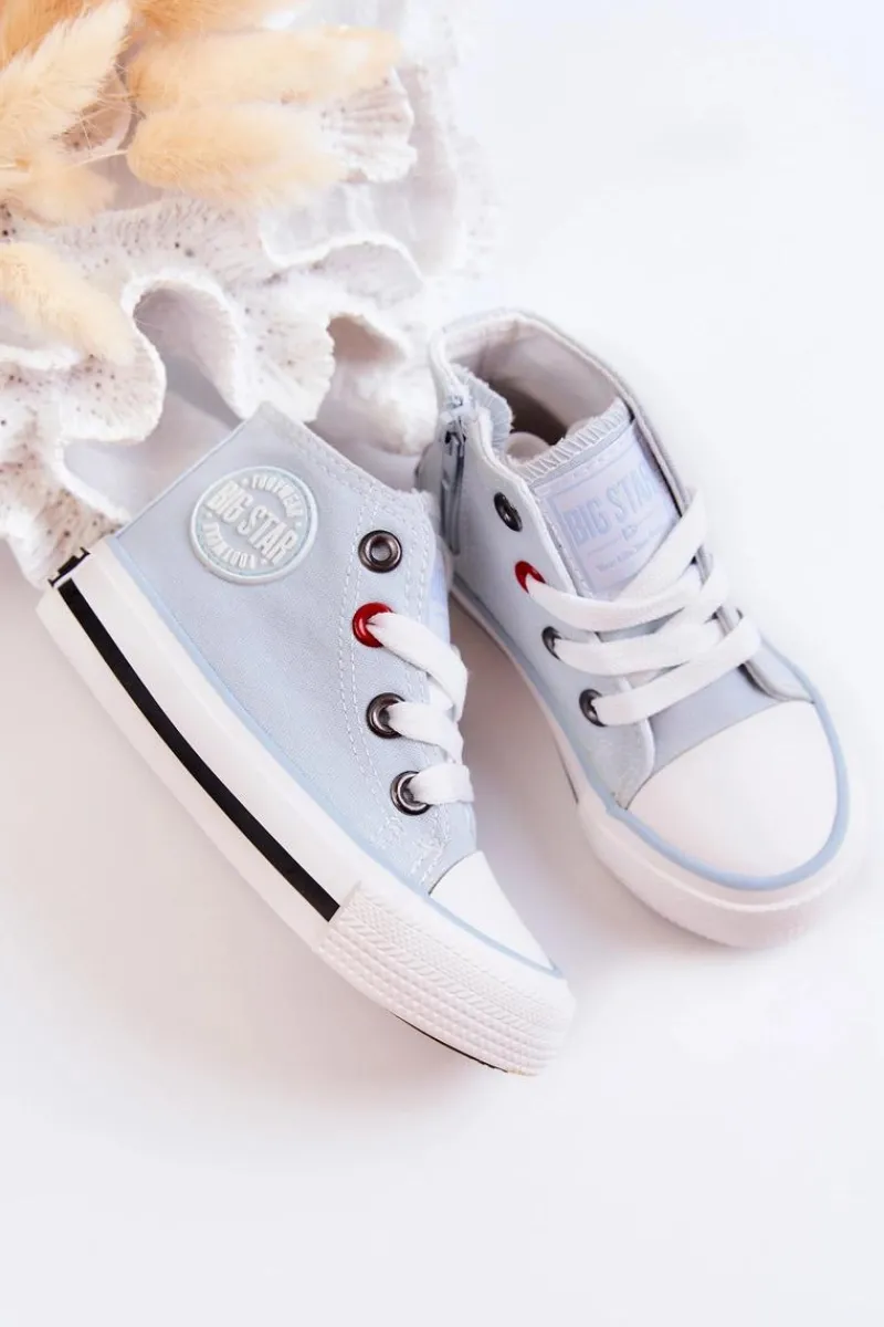 Best Dziecięce Wysokie Trampki Z Suwakiem BIG STAR HH374088 Niebieskie Dzieci Chłopięce|Dziewczęce