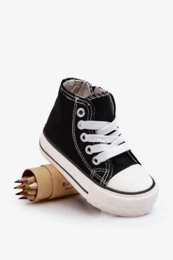 Chłopięce|Dziewczęce>Boto Dziecięce Wysokie Trampki Na Zamek Czarne Filemon