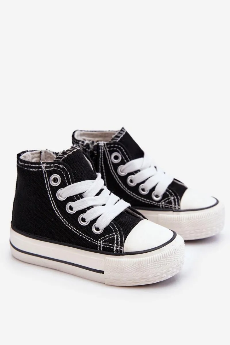 Chłopięce|Dziewczęce>Boto Dziecięce Wysokie Trampki Na Zamek Czarne Filemon