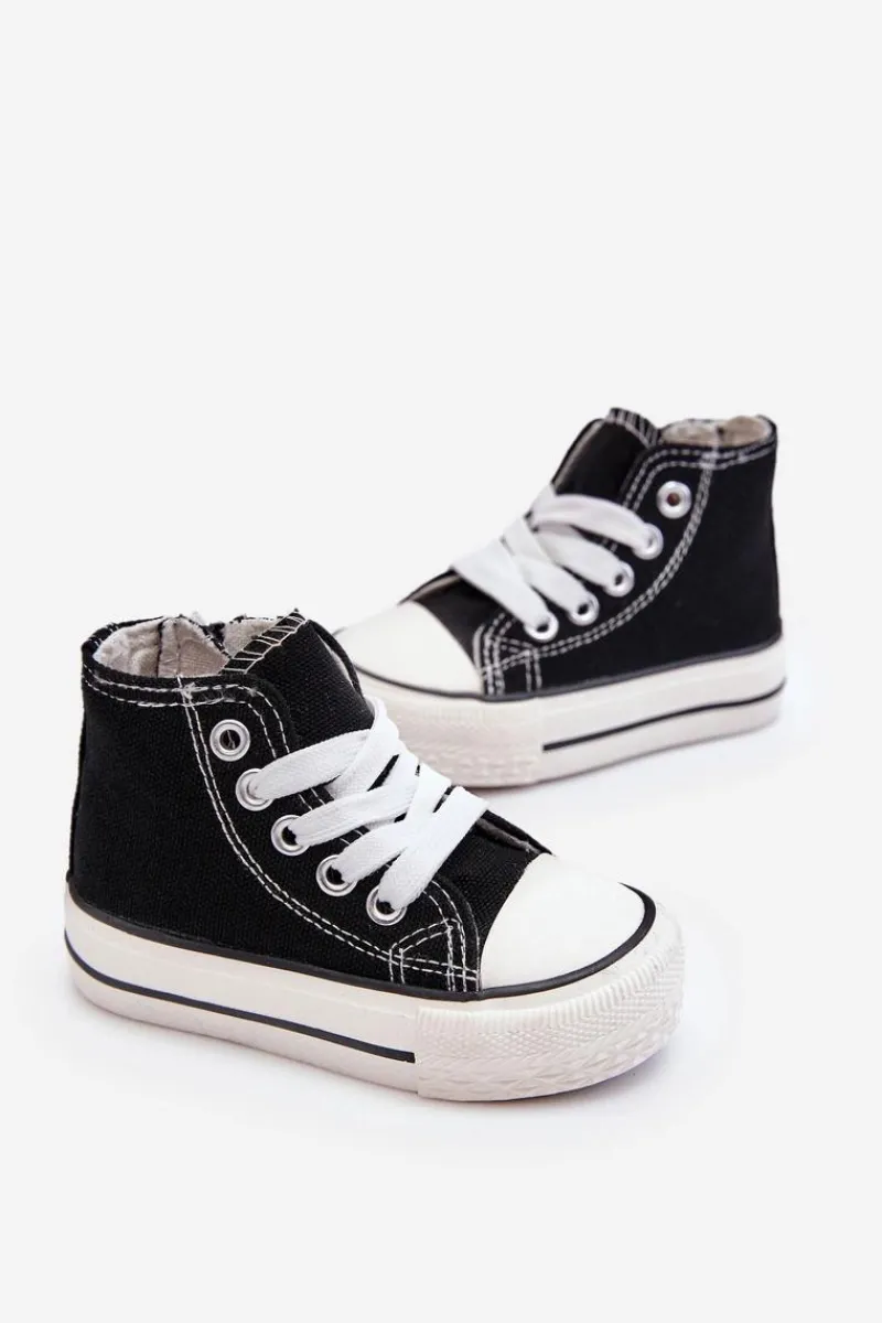 Chłopięce|Dziewczęce>Boto Dziecięce Wysokie Trampki Na Zamek Czarne Filemon