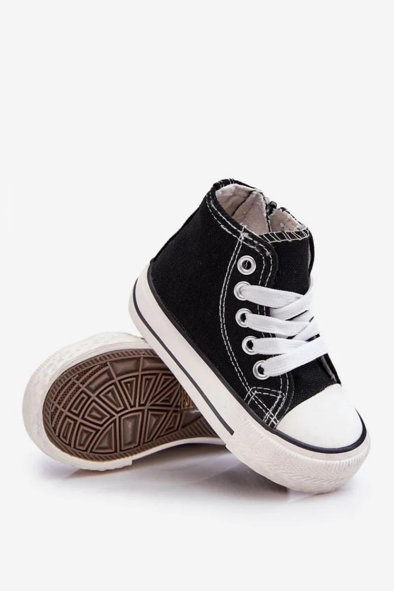 Chłopięce|Dziewczęce>Boto Dziecięce Wysokie Trampki Na Zamek Czarne Filemon