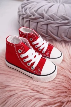Discount Boto Dziecięce Wysokie Trampki Z Suwakiem Czerwone Filemon