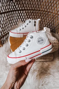 Best Dziecięce Wysokie Trampki BIG STAR II374004 Białe Dzieci Chłopięce|Dziewczęce
