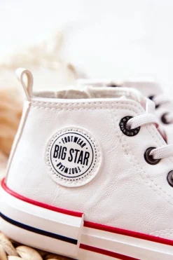 Best Dziecięce Wysokie Trampki BIG STAR II374004 Białe Dzieci Chłopięce|Dziewczęce
