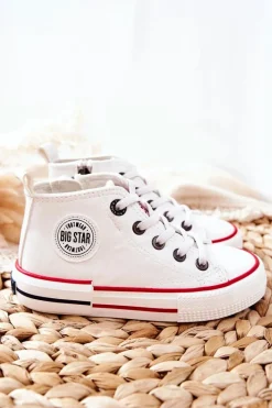 Best Dziecięce Wysokie Trampki BIG STAR II374004 Białe Dzieci Chłopięce|Dziewczęce