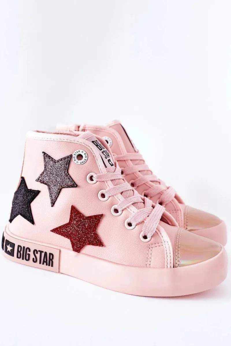 Clearance Big Star Shoes Dziecięce Wysokie Trampki Z Suwakiem BIG STAR II374030 Różowe