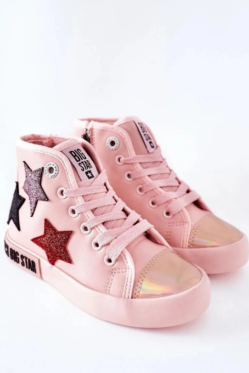 Clearance Big Star Shoes Dziecięce Wysokie Trampki Z Suwakiem BIG STAR II374030 Różowe