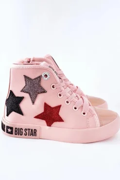 Clearance Big Star Shoes Dziecięce Wysokie Trampki Z Suwakiem BIG STAR II374030 Różowe