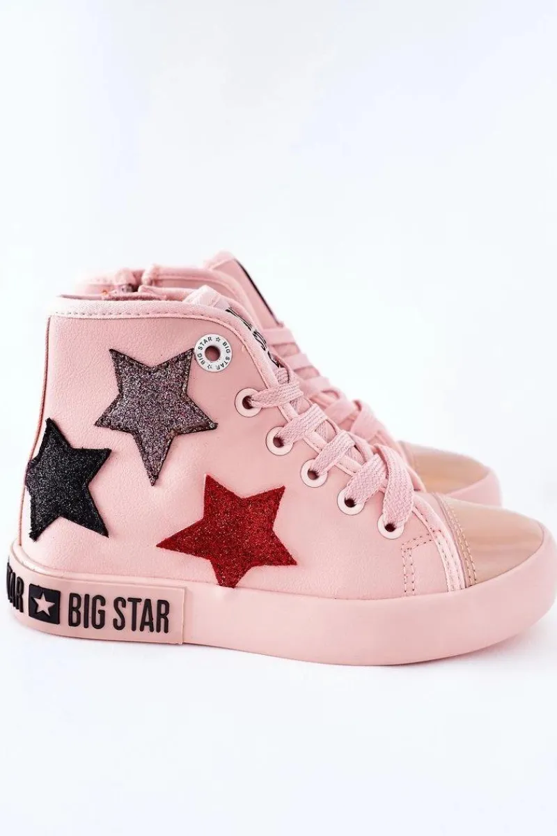 Clearance Big Star Shoes Dziecięce Wysokie Trampki Z Suwakiem BIG STAR II374030 Różowe