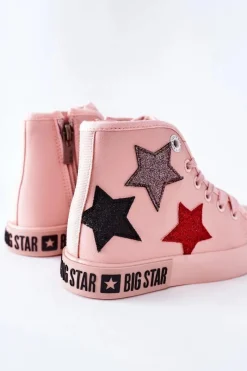 Clearance Big Star Shoes Dziecięce Wysokie Trampki Z Suwakiem BIG STAR II374030 Różowe