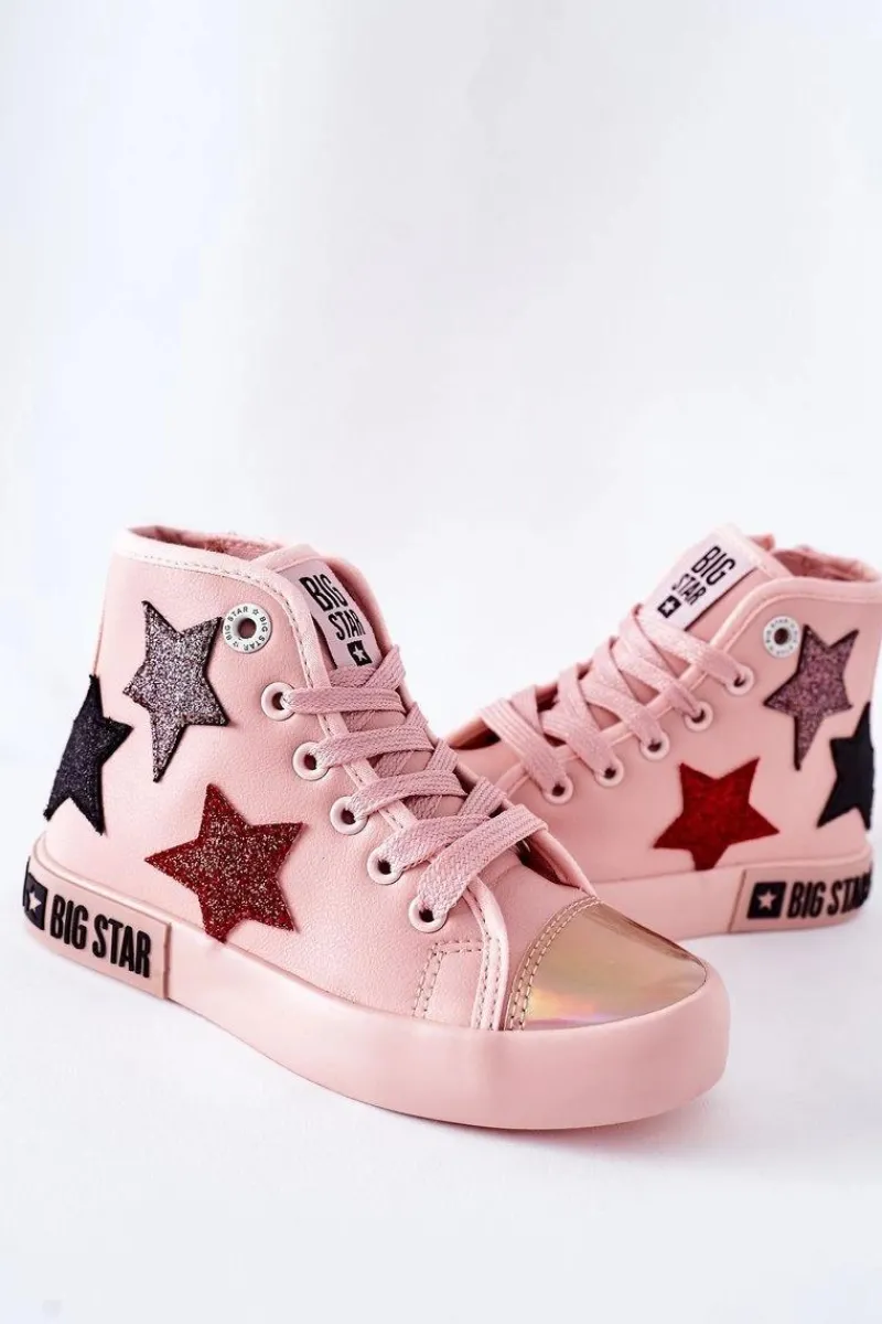 Clearance Big Star Shoes Dziecięce Wysokie Trampki Z Suwakiem BIG STAR II374030 Różowe