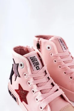 Clearance Big Star Shoes Dziecięce Wysokie Trampki Z Suwakiem BIG STAR II374030 Różowe