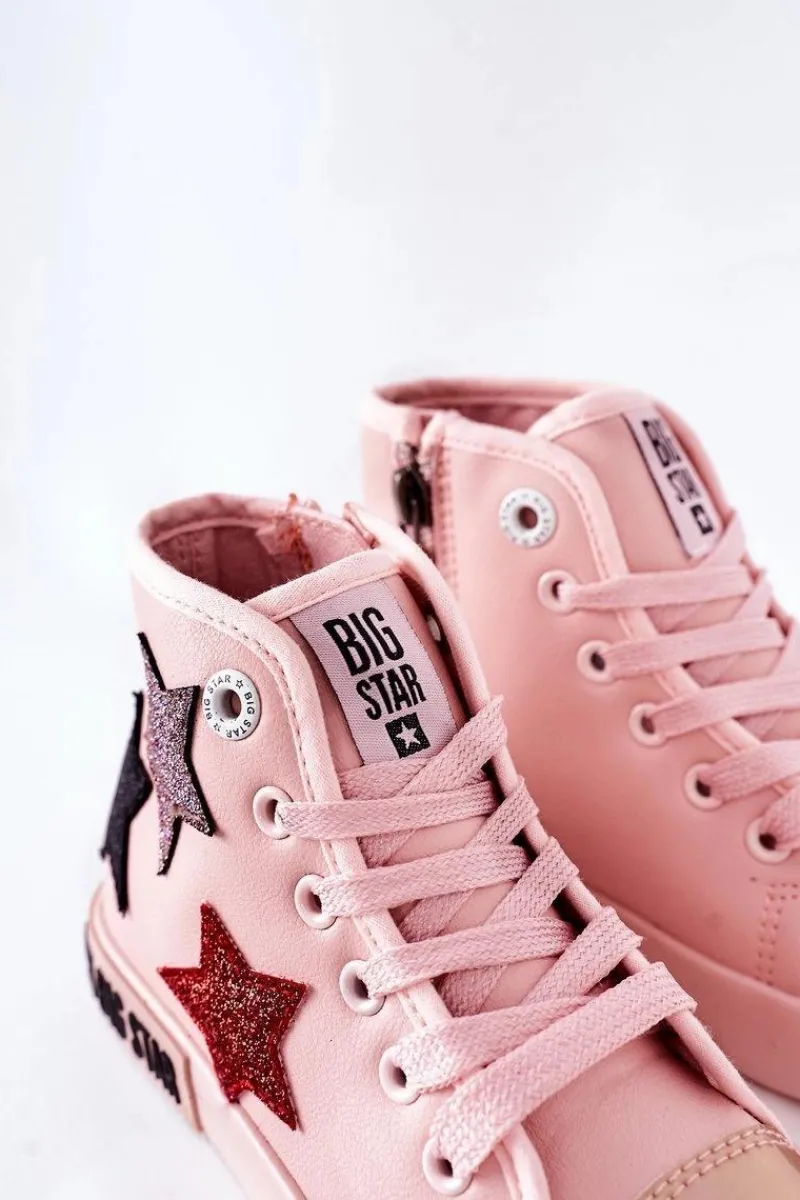 Clearance Big Star Shoes Dziecięce Wysokie Trampki Z Suwakiem BIG STAR II374030 Różowe