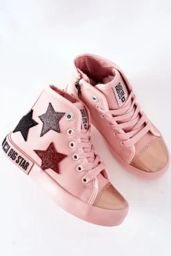 Clearance Big Star Shoes Dziecięce Wysokie Trampki Z Suwakiem BIG STAR II374030 Różowe