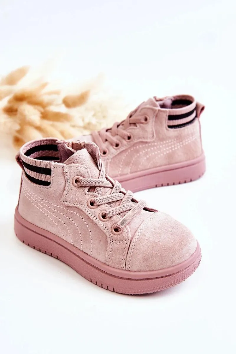 Dziewczęce>Boto Dziecięce Wysokie Trampki Na Suwak Różowe Boone