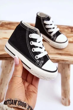 Dziecięce Wysokie Trampki Czarne Filemon Dzieci Chłopięce|Dziewczęce