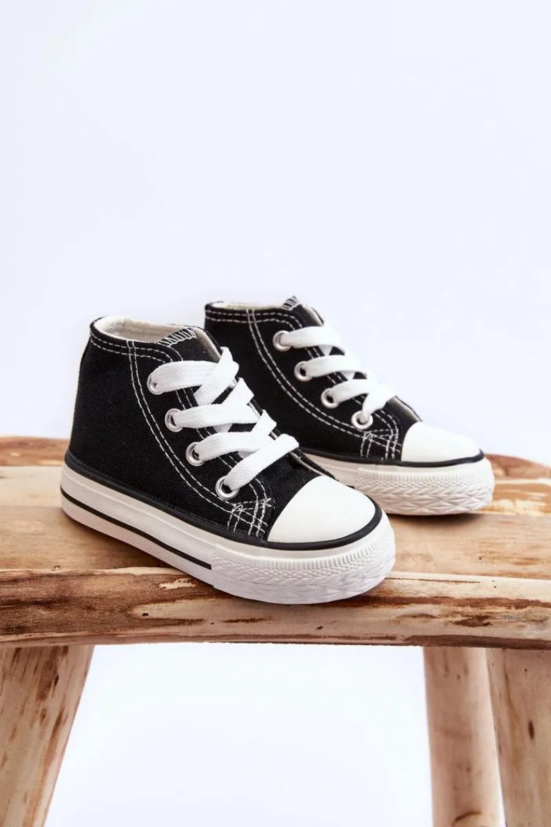 Dziecięce Wysokie Trampki Czarne Filemon Dzieci Chłopięce|Dziewczęce