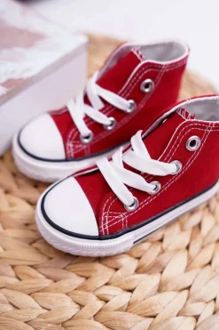 Boto Dziecięce Wysokie Trampki Czerwone Filemon