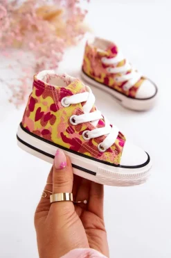 Clearance Dziecięce Wysokie Trampki Na Suwak Różowo-Żółte Filemon Dzieci Chłopięce|Dziewczęce