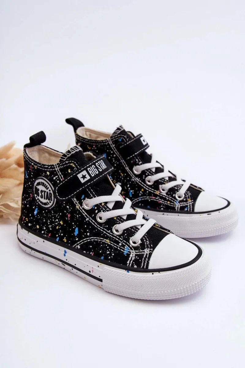 Online Dziecięce Wzorzyste Trampki Big Star LL374050 Czarne Dzieci Chłopięce|Dziewczęce